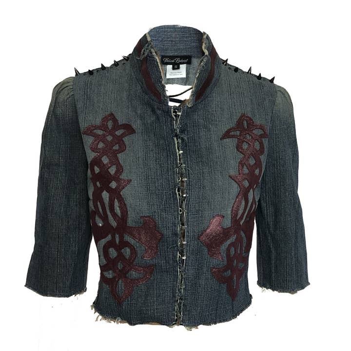 Gwendolyn Jacket — Denim with Leather Appliqué for wholesale by Deborah Lindquist