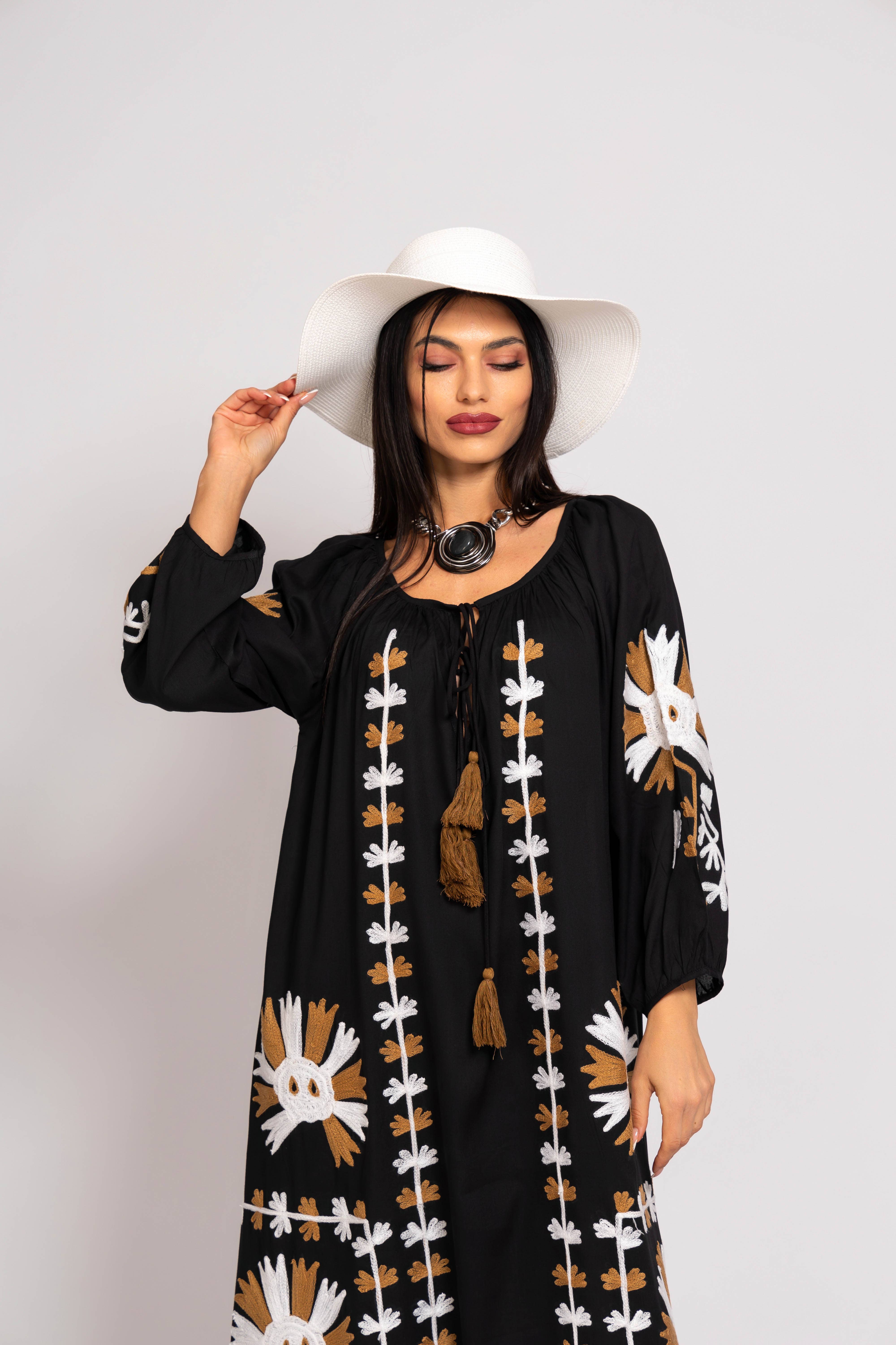 FAME GREECE - Wholesale Kaftan - Women's - F-182 EMBROIDERY LONG KAFTAN2