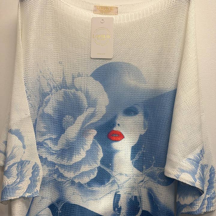 VISBPOW Suéter de Punto Azul Retrato Italiano Talla Única para venta al por mayor de LOOWIE