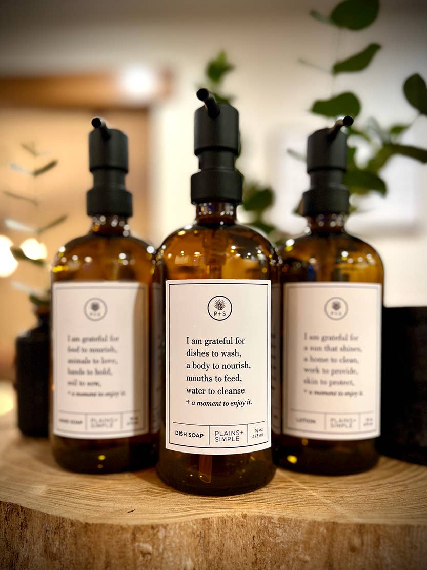 Plains + Simple - Wholesale Soap Dispenser - I Am Grateful Amber Glass Reusable Soap/Lotion Dispenser7