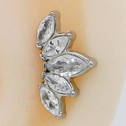 Piercing Marquise em aço inoxidável cirúrgico 316L com zircônia cúbica para Helix, Trago, Flat e Lobo por atacado de Daemon srls