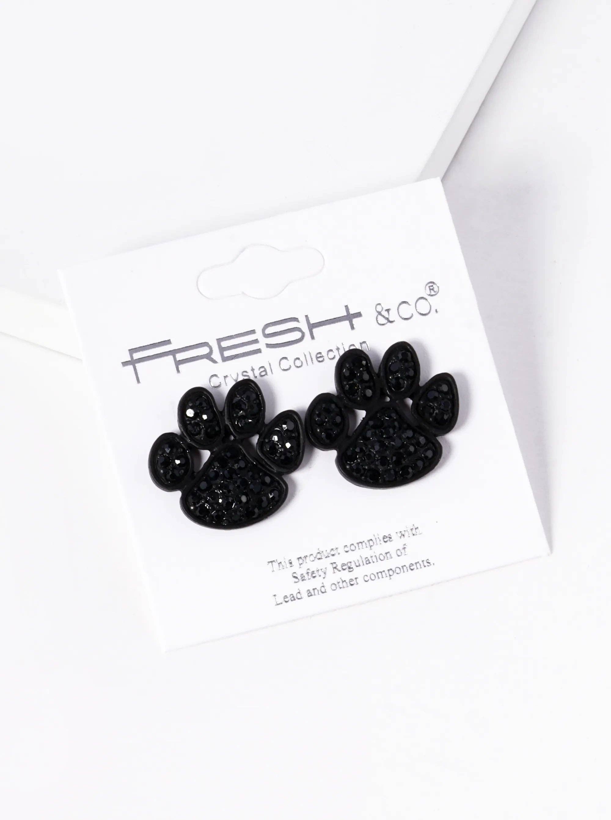 Wild Honey - Wholesale Stud/Post Earrings - Crystal Pave Dog Paw Game Day Mascot Post Stud Earrings13