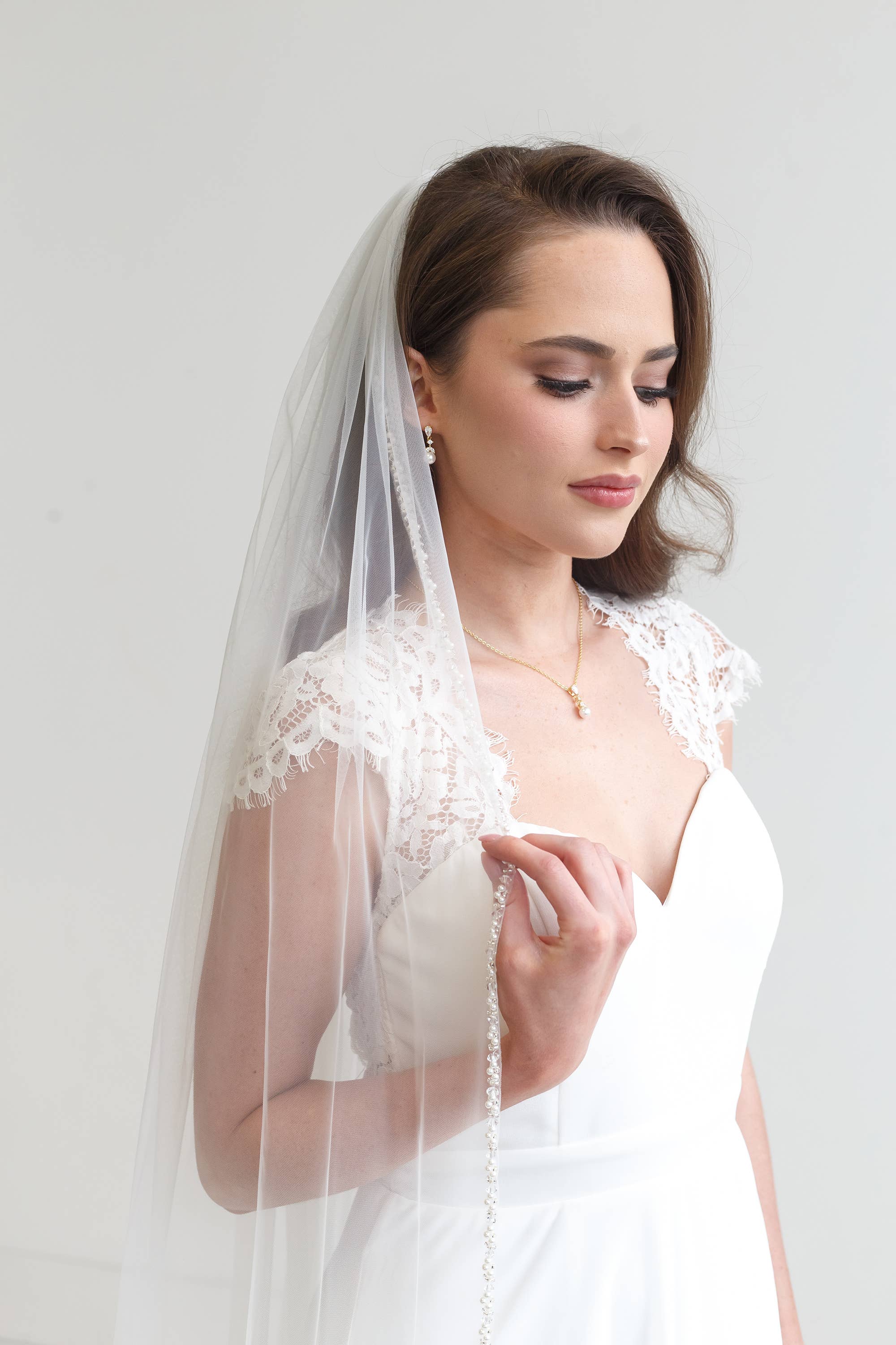 allureweddingjewelry - Wholesale Veil - Women's - Pearl Beaded Edge Wedding Veil3