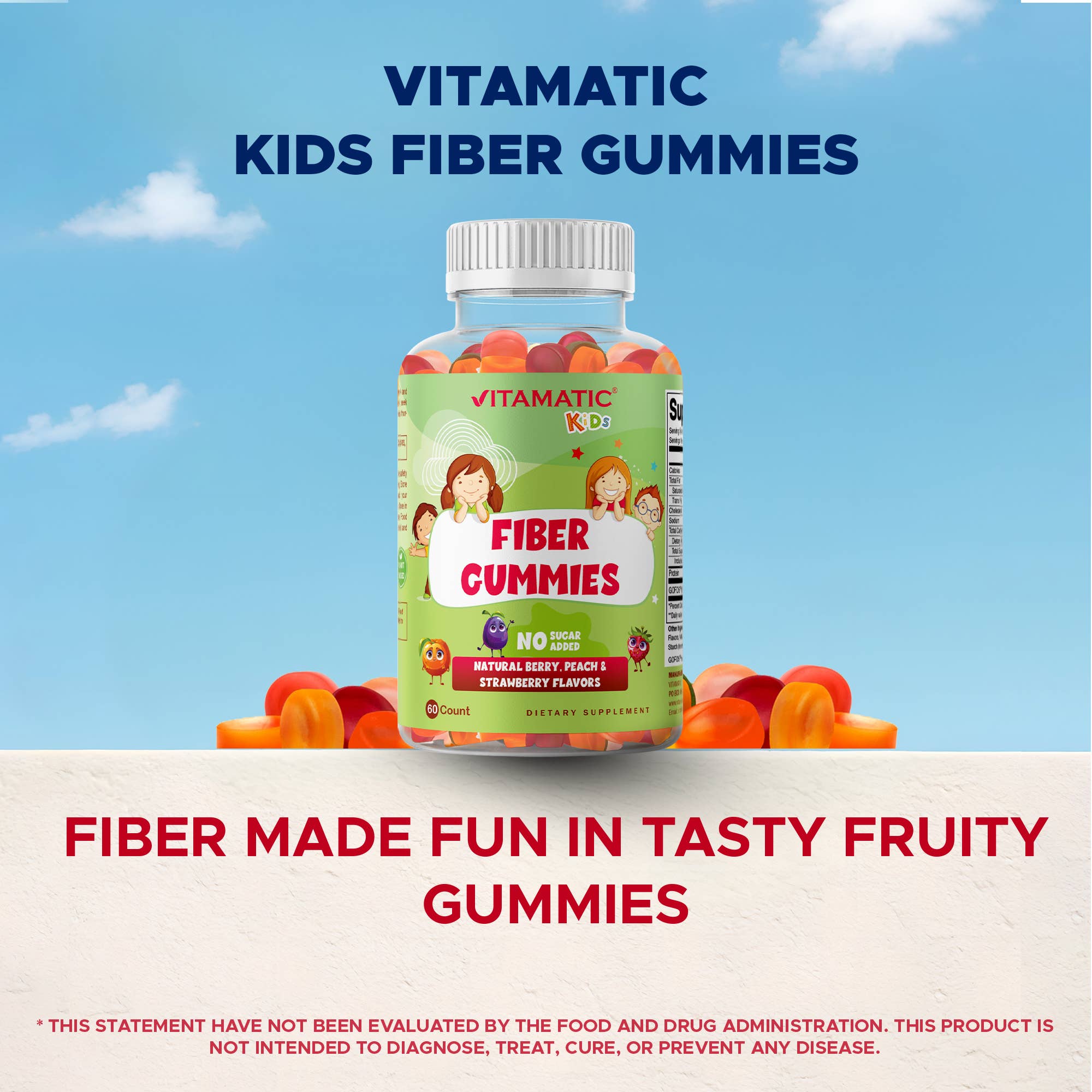 Vitamatic - Wholesale Oral Supplement/Vitamin - Vitamatic |Kids Prebiotic Fiber Gummies |Zero Sugar|60 Count3