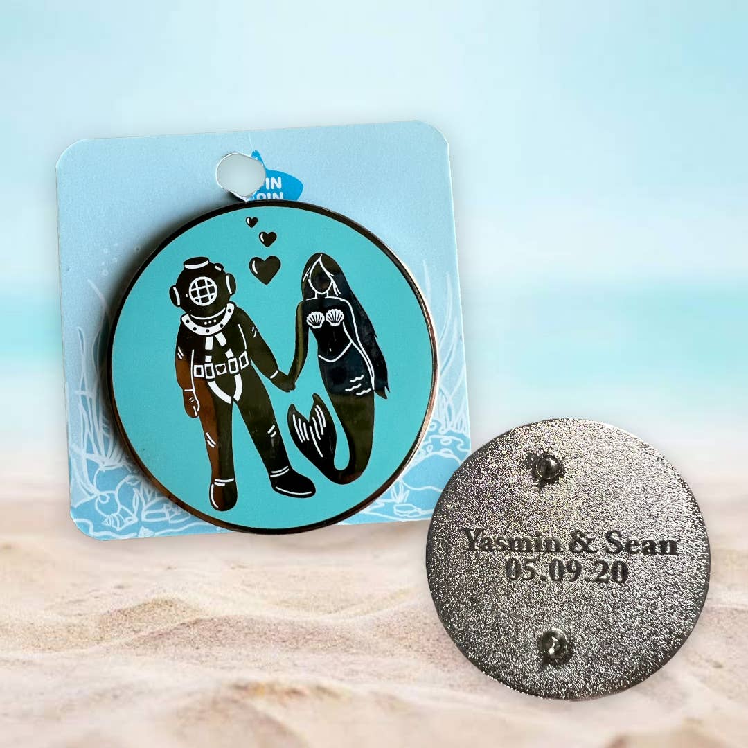 Fin Pin Shop - Wholesale Lapel Pin/Button - Mermaid and Diver Enamel Pin