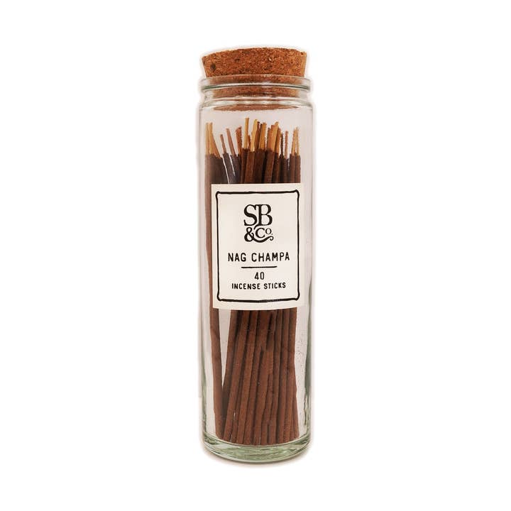 Nag Champa Incense in Glass Jar- 40 sticks for wholesale by Sugarboo & Co