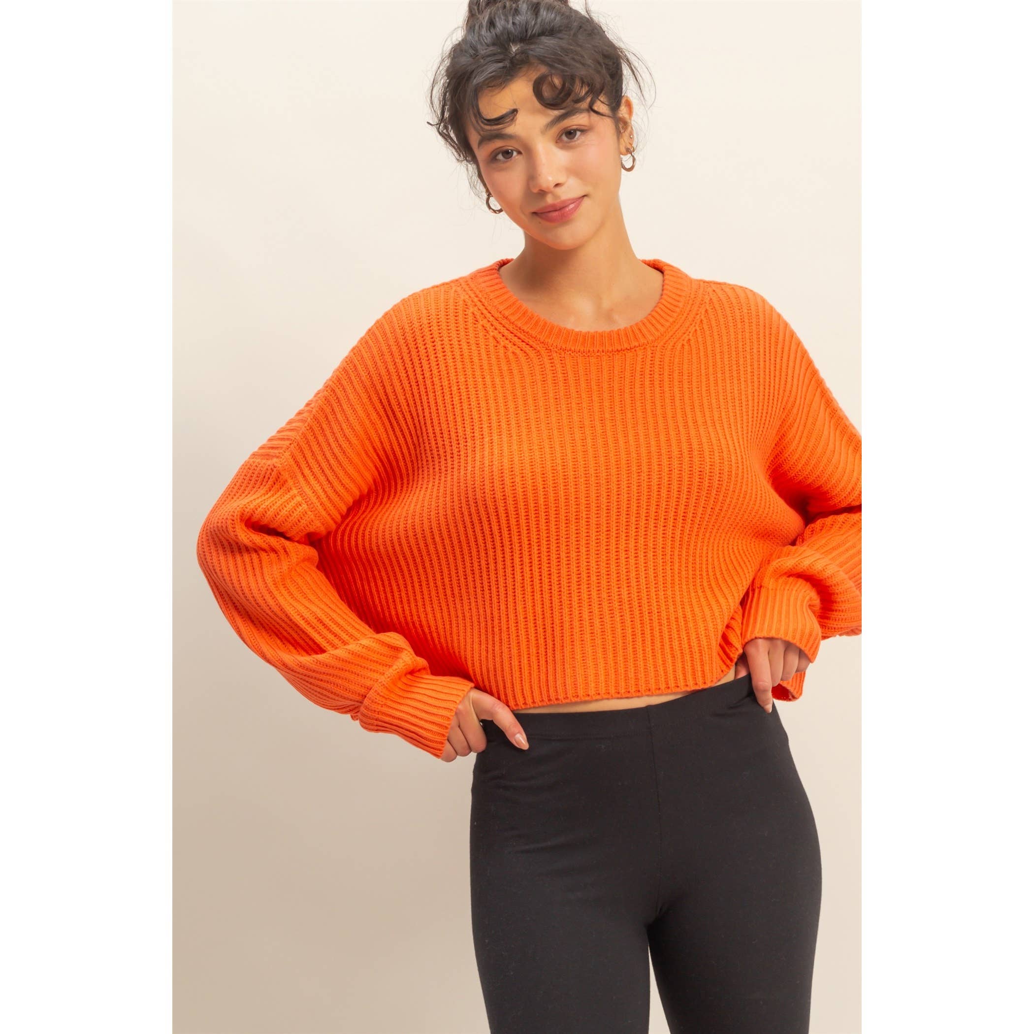 Double Zero - Wholesale Knit Sweater - Women's - Cropped Knit Sweater With Crew Neck21