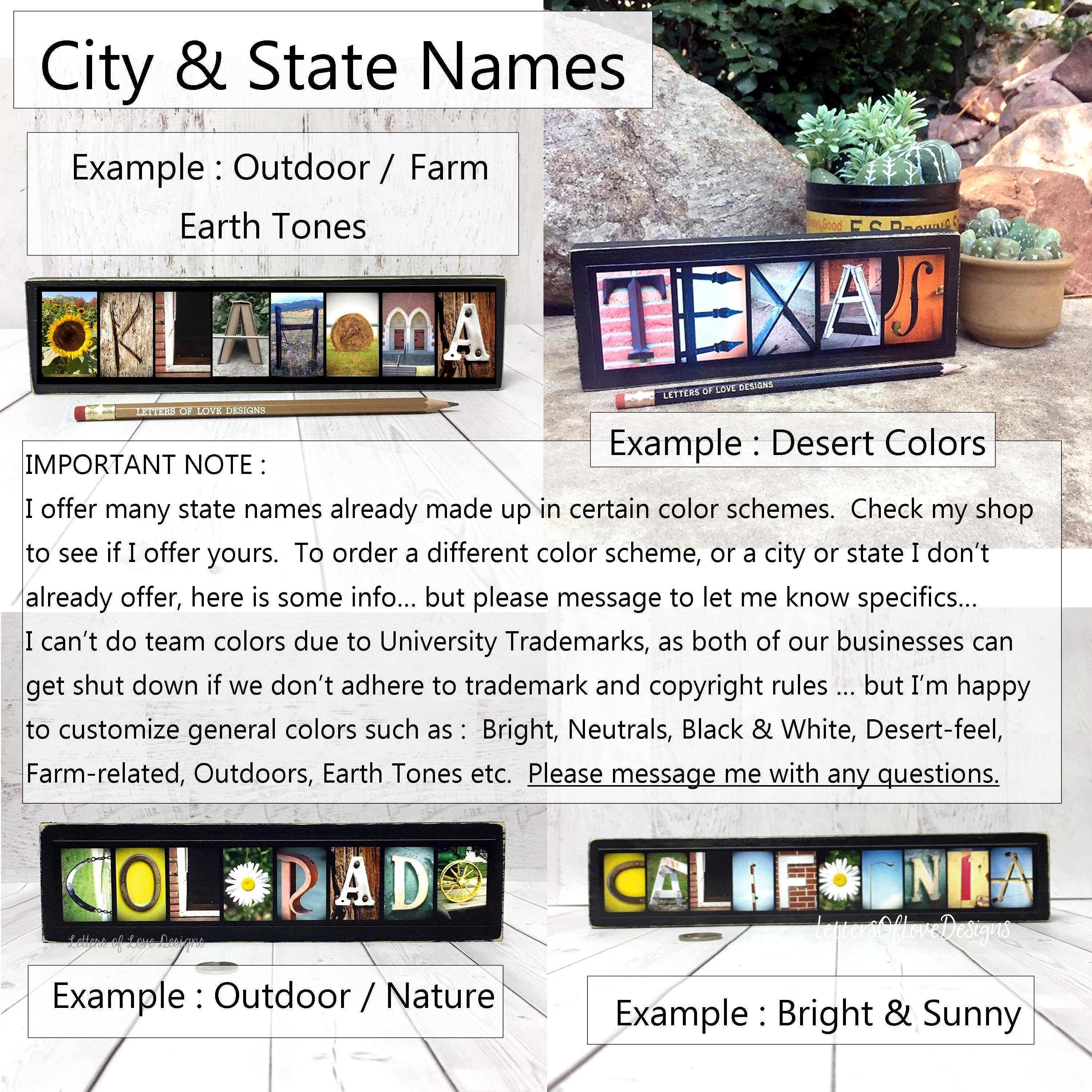 Letters Of Love Designs - Wholesale Sign - State Art - Customized State or City Name, Any State or City9