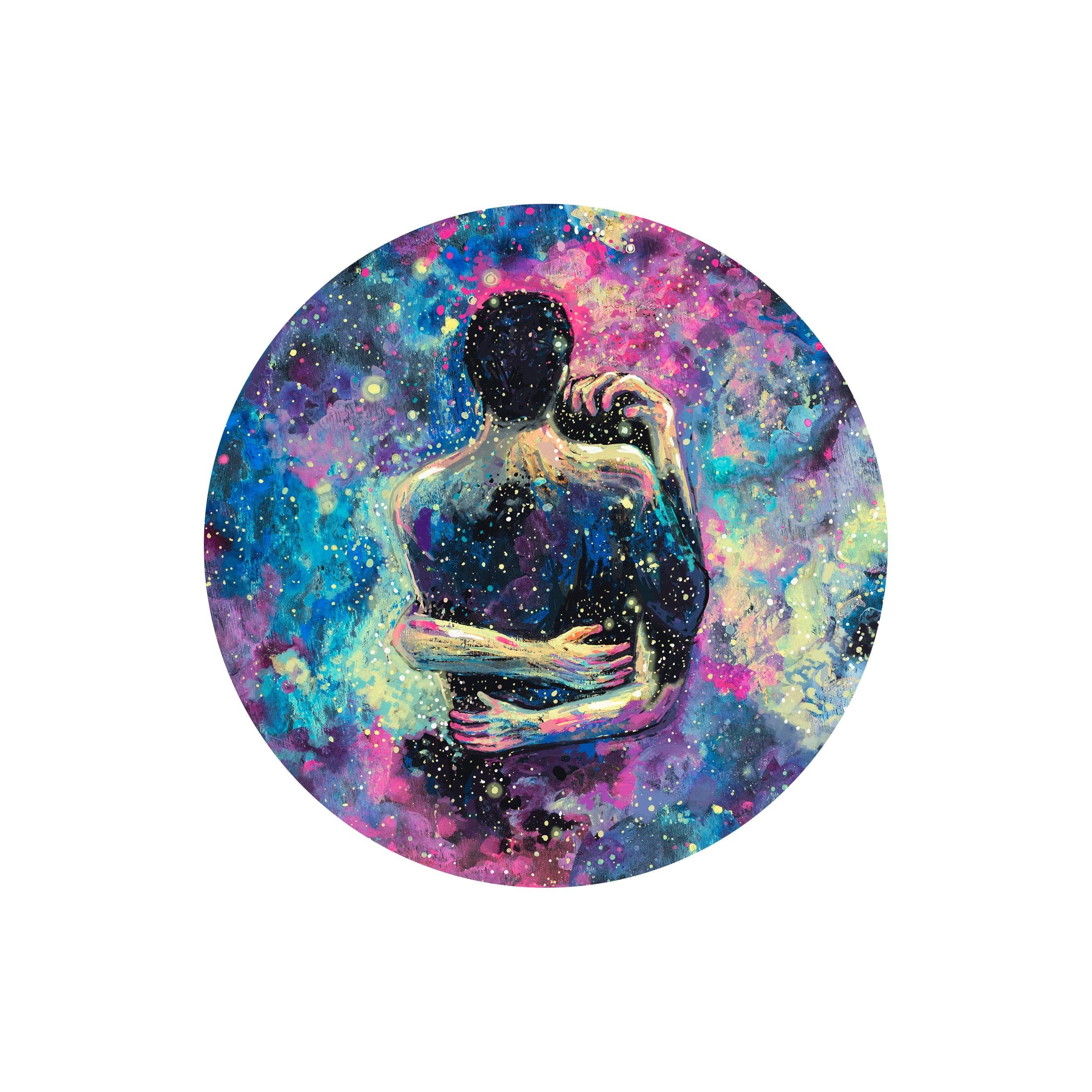 Prisma Visions - Wholesale Sticker - Astral Pains of Love Sticker - Twee mensen knuffelen kosmische omhelzing