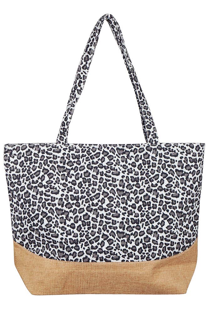 Hana - Vendita all'ingrosso Borsa tote - Donna - Borsa tote in juta con stampa leopardata20