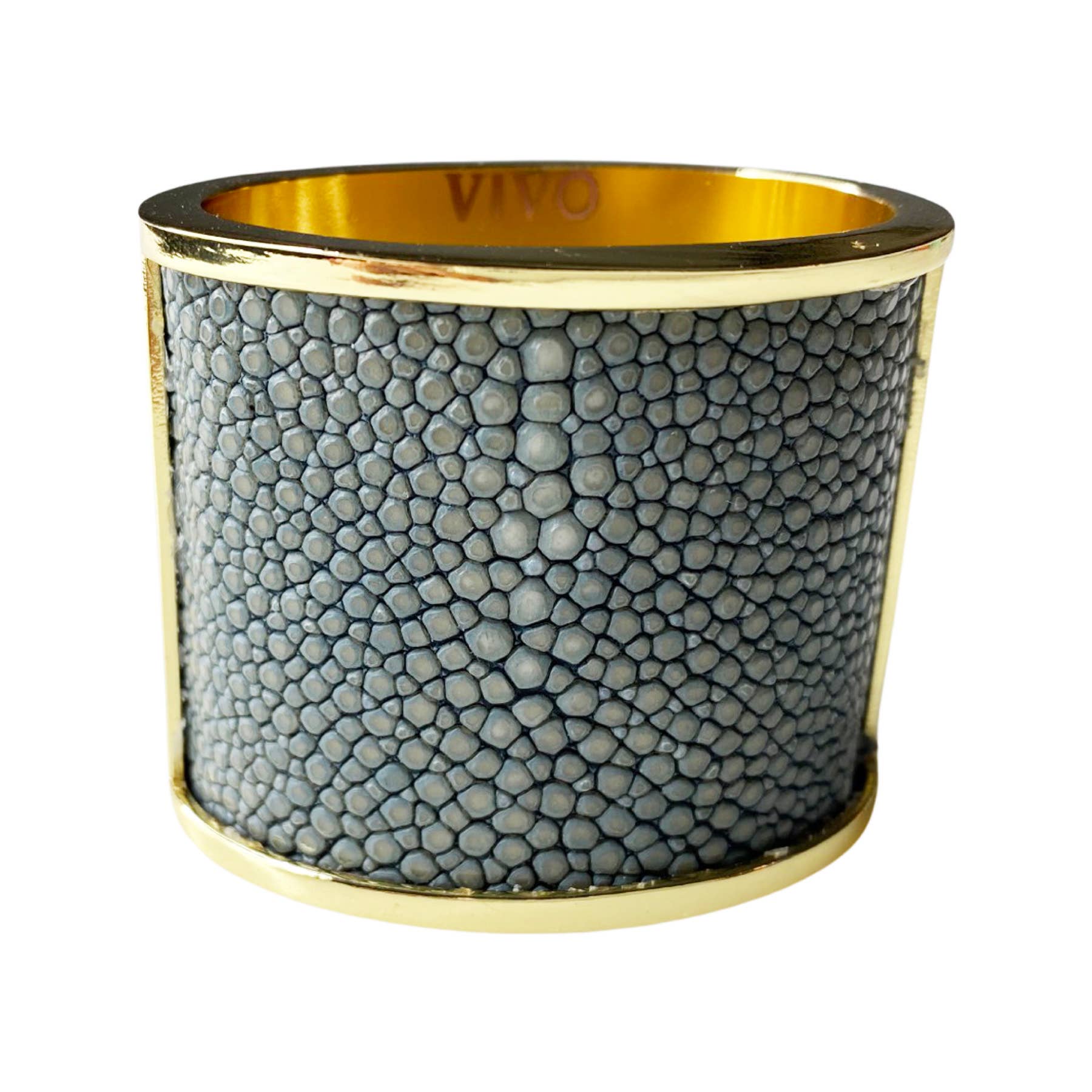 VIVO - Wholesale Napkin Ring - Genuine Shagreen Inlay Gold Napkin Ring4