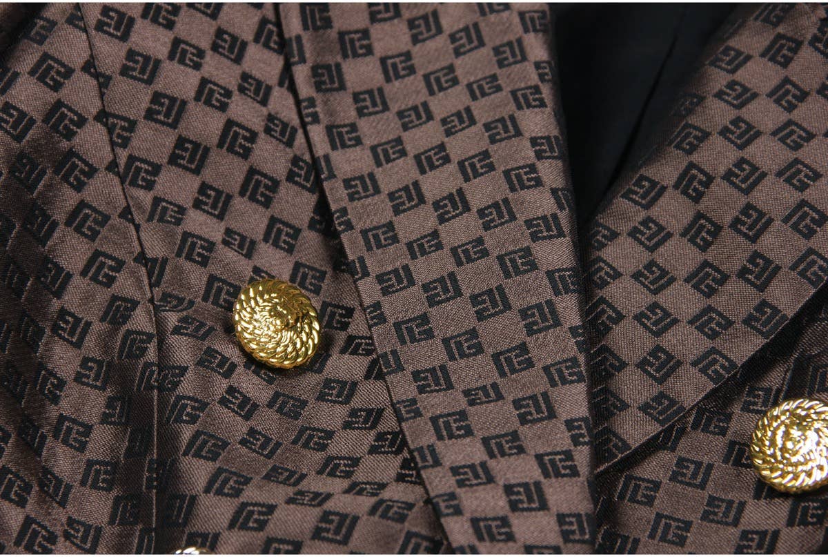 Marron Blazer brodé jacquard femme BL080 en vente sur Faire13