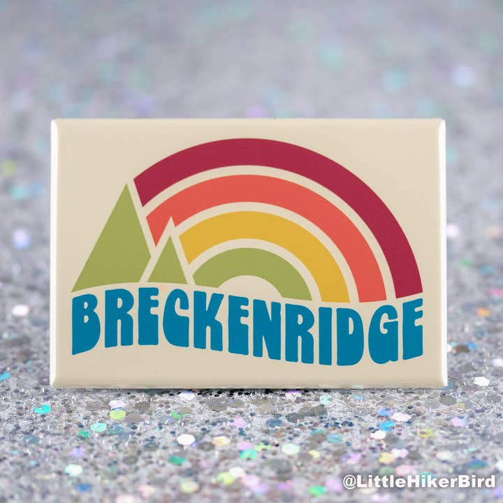 Magnete per frigorifero a Breckenridge, Colorado, motivo: tramonto vintage per la vendita all'ingrosso da parte di Little Hiker Bird