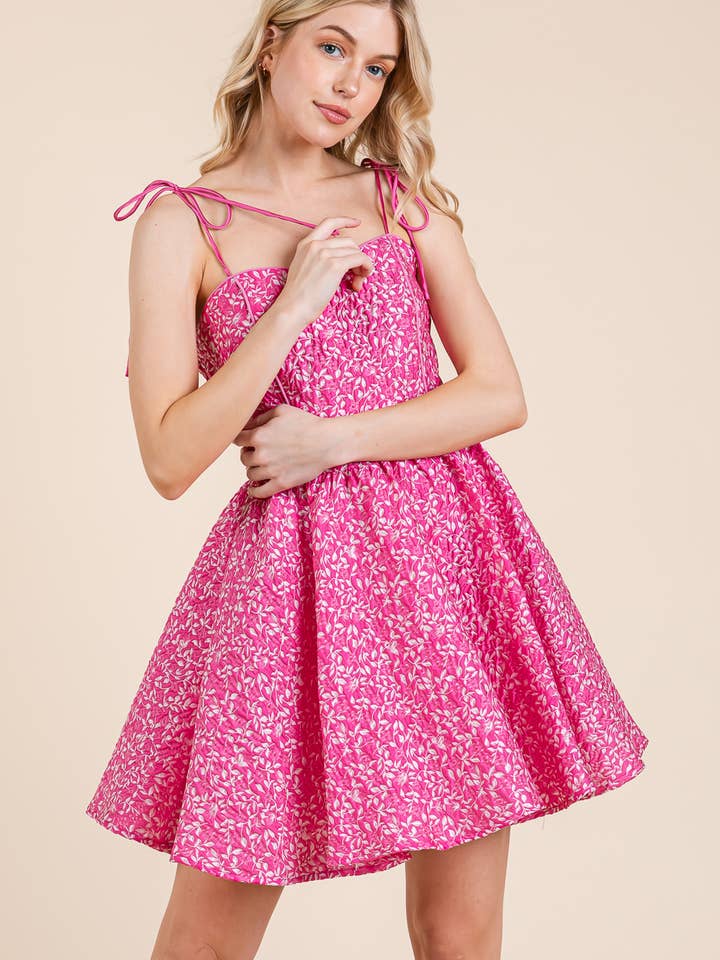 Floral Jacquard Skater Mini Sundress, MD51606 for wholesale by GeeGee x Lovelo