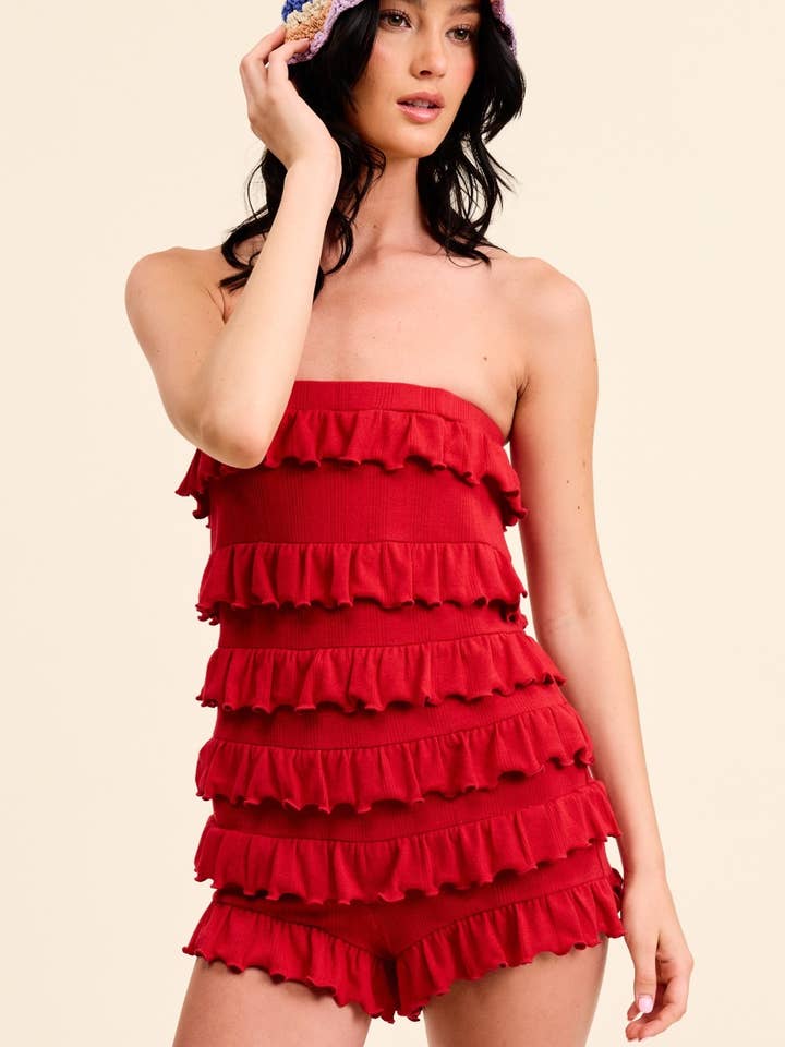 Strapless Ruffle Romper for wholesale by Mimosa