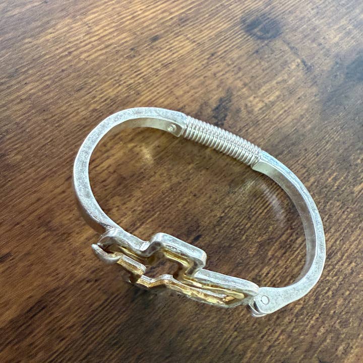 Paco Designs - Wholesale Cuff Bracelet - Beautiful Mixed Metal Cross Cuff Bracelet Gold OR Silver2