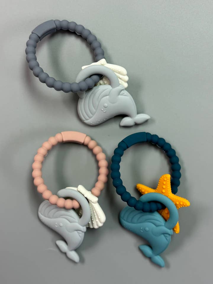 BPA Free Silicone Whale Teether Ring for wholesale by Three Hearts & Co./EMO & CO.