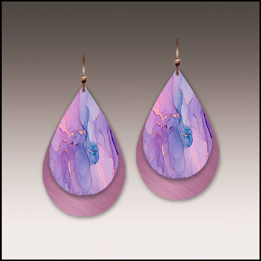 Wholesale Purple Shimmer Multilayer Round Drop Earrings for your