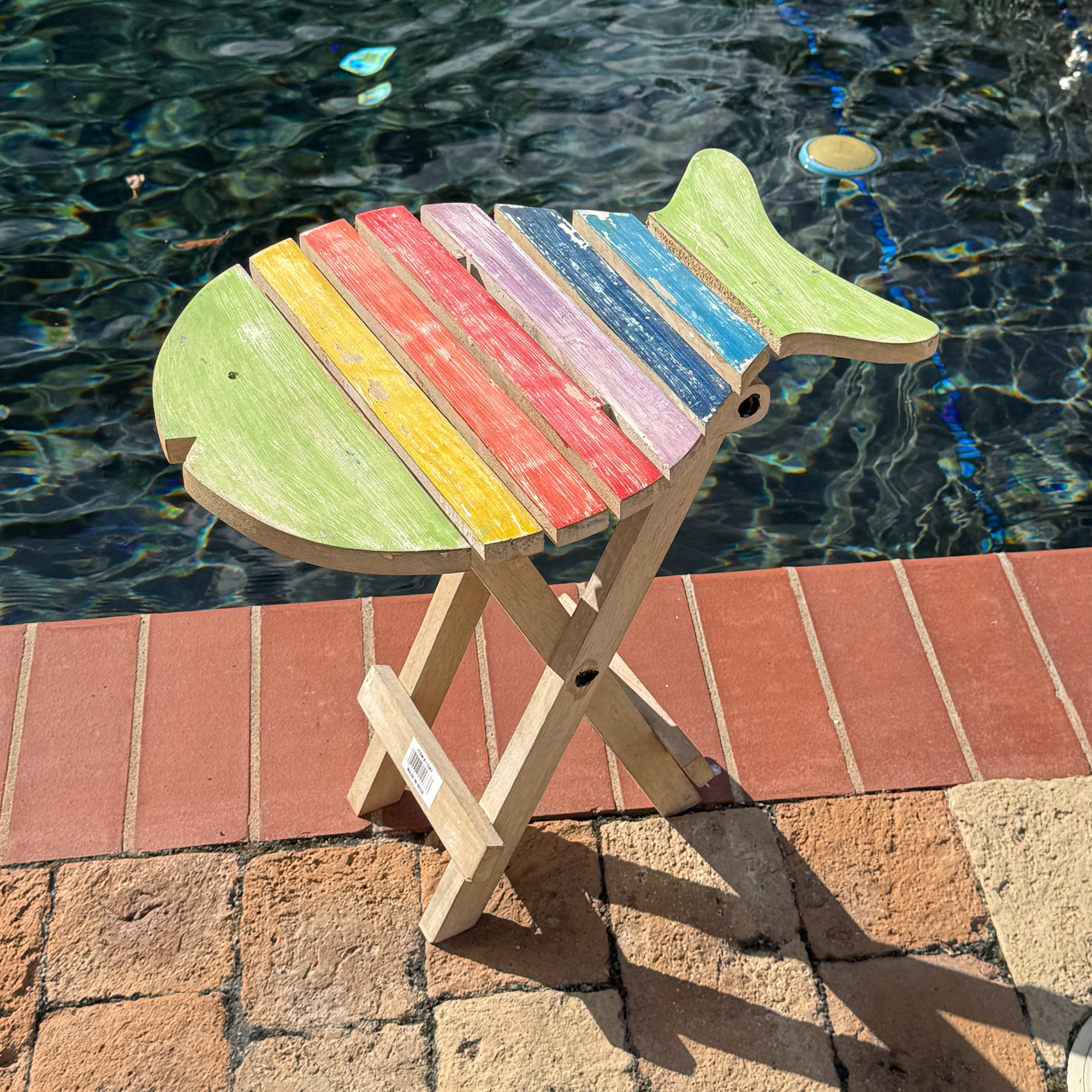 Wilco Home - Wholesale Side Table - Solid Mango Wood Fish Design Slatwood Folding Side Table6