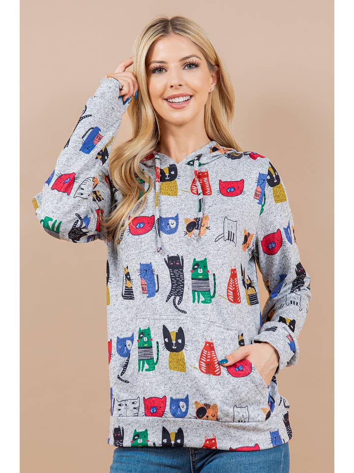 LA Soul - Wholesale Hoodie - Women's - Colorful Cat Pullover Hoodie4