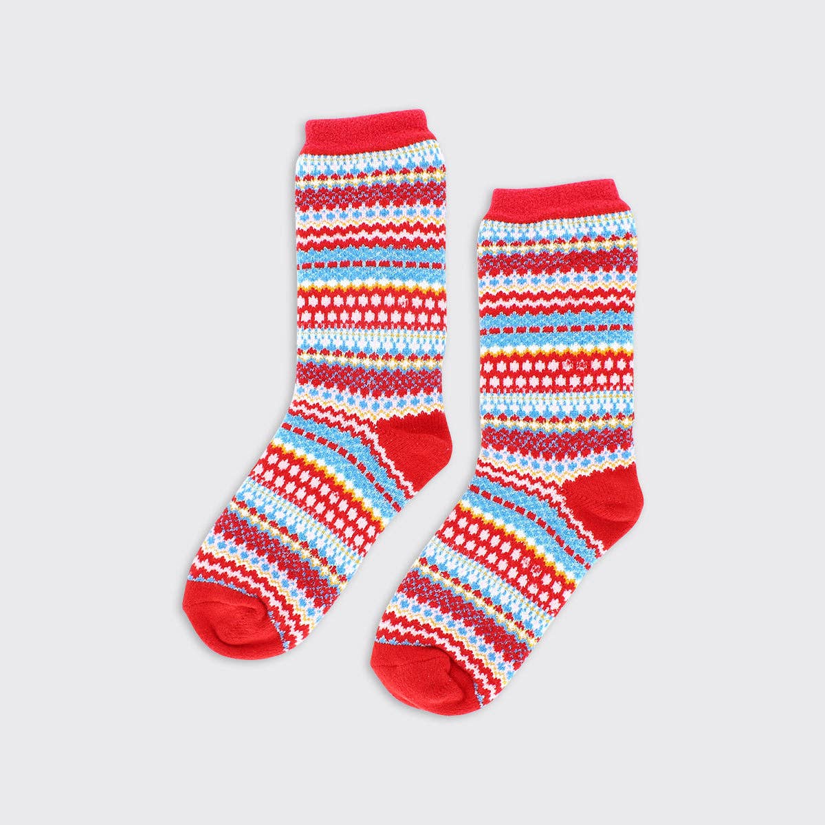 Forever England / Millie Mae – wholesale Socks – Women's – Brooke Fairisle Cabin Socks - Red0