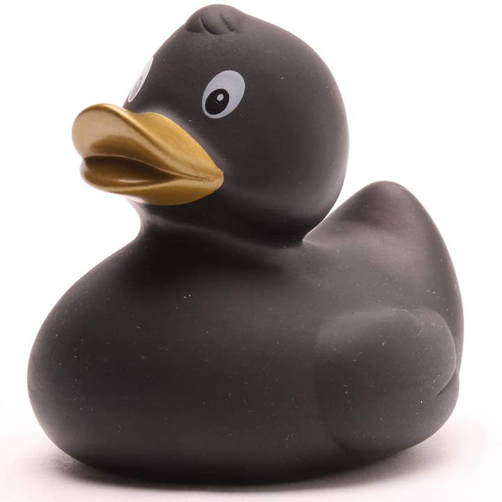 Wanda bath duck - 8 cm - black with golden beak for wholesale by Duckshop