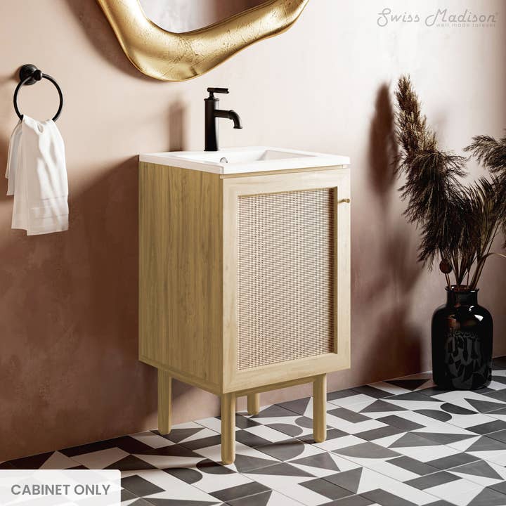 Swiss Madison - Wholesale Cabinet - 18" Freestanding Bathroom Vanity Cabinet Natural Oak