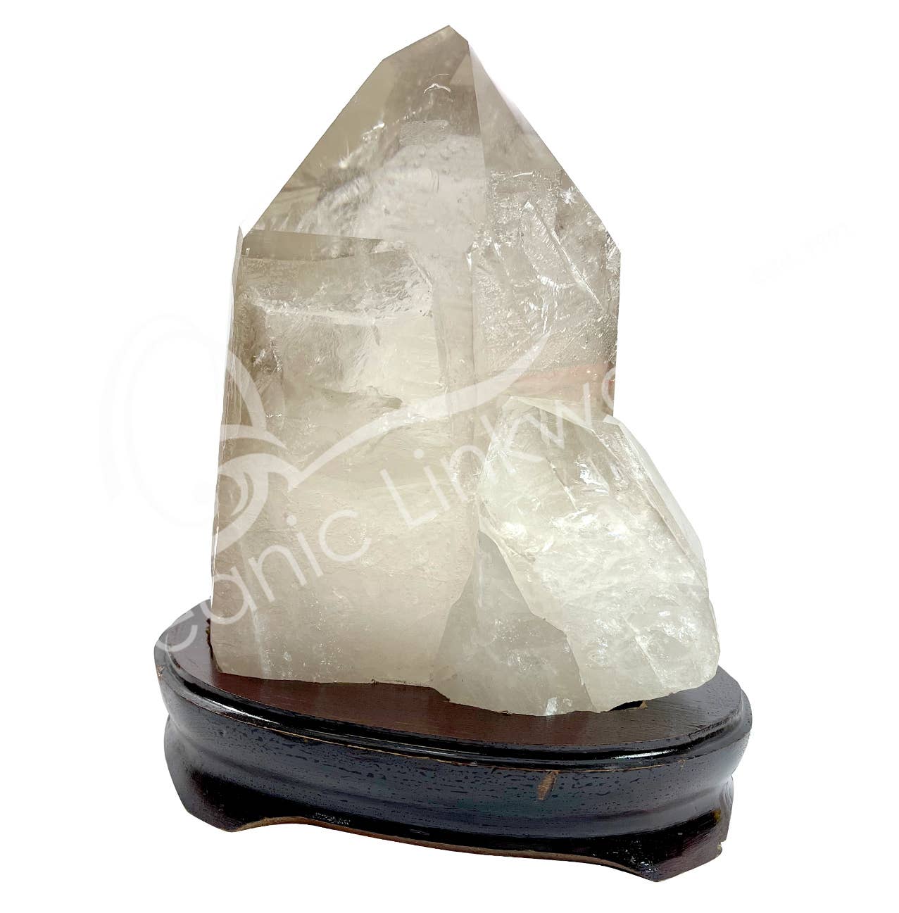 Oceanic Linkways Inc - Wholesale Spiritual Stone/Crystal - (KG)POINT - CITRINE, SMOKY LEMURIAN ON WOOD BASE 3-7"0