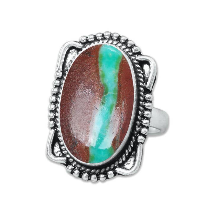 Handmade Jewels - Wholesale Cocktail/Statement Ring - Chrysoprase Matrix Rings – Silver-Plated, Handmade, Assorted Sizes (Made to Order)4