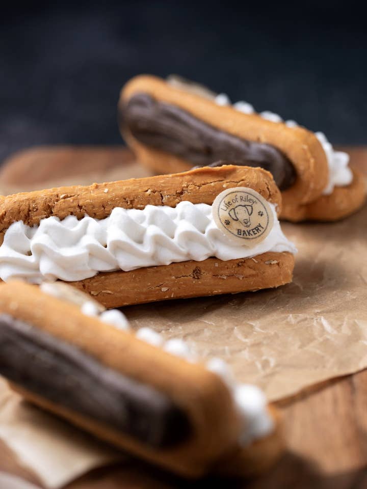 Doggy Eclairs - Grain Free Natural Dog Cake (TRADE) for wholesale by Life Of Riley Bakery Ltd