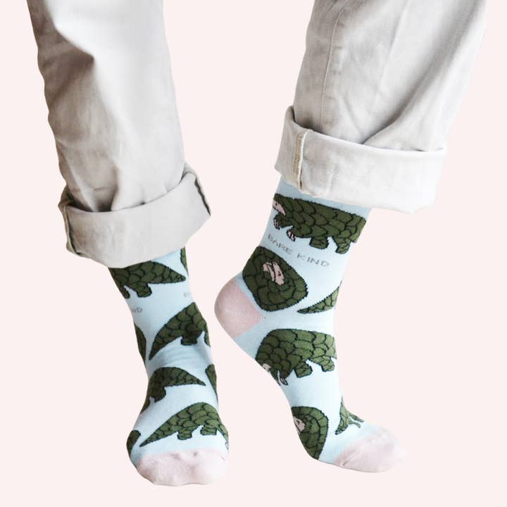 Bare Kind Socks - Wholesale Socks - Unisex - Pangolin Socks | Bamboo Socks | Pastel Blue Socks
