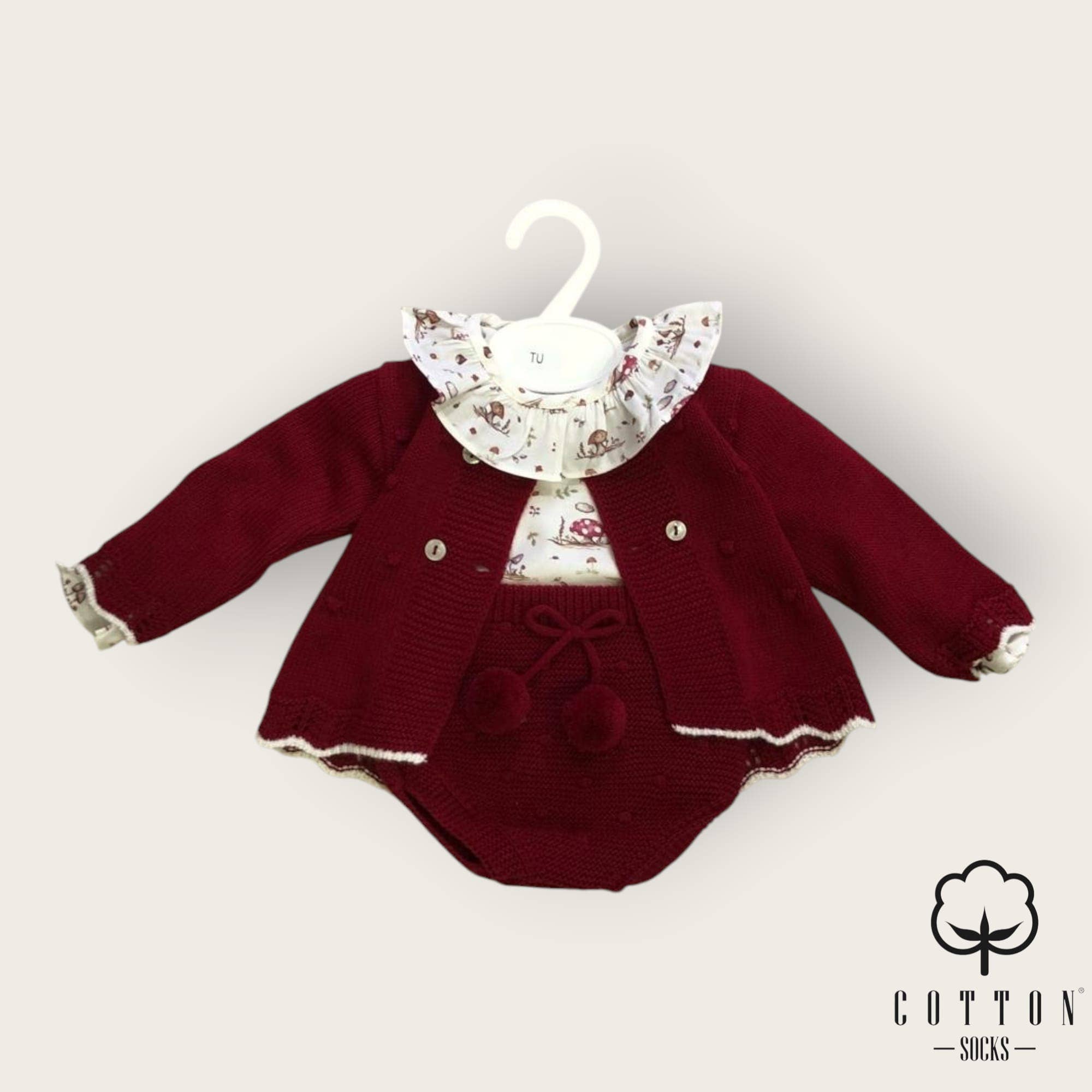 Cotton Socks - Wholesale Clothing Set - Baby - 472 Knit set with shirt + cover + coat4