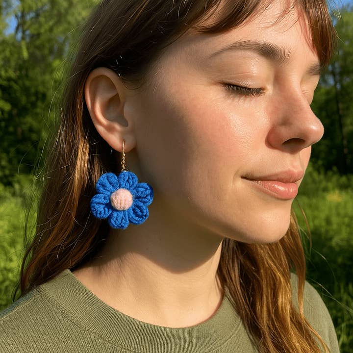 Whit's Up Shop - Wholesale Dangle earrings - Handcrafted Flower Crochet Earrings - 1.75 inch Flowers1