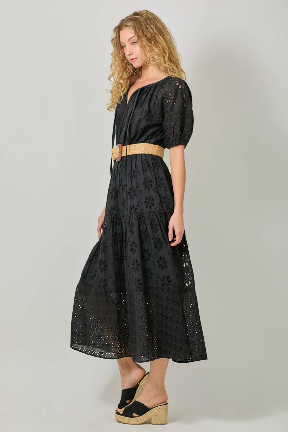 Mystree - Wholesale Dress - Women's - 61037 Puff Sleeve Tiered Eyelet Dress13