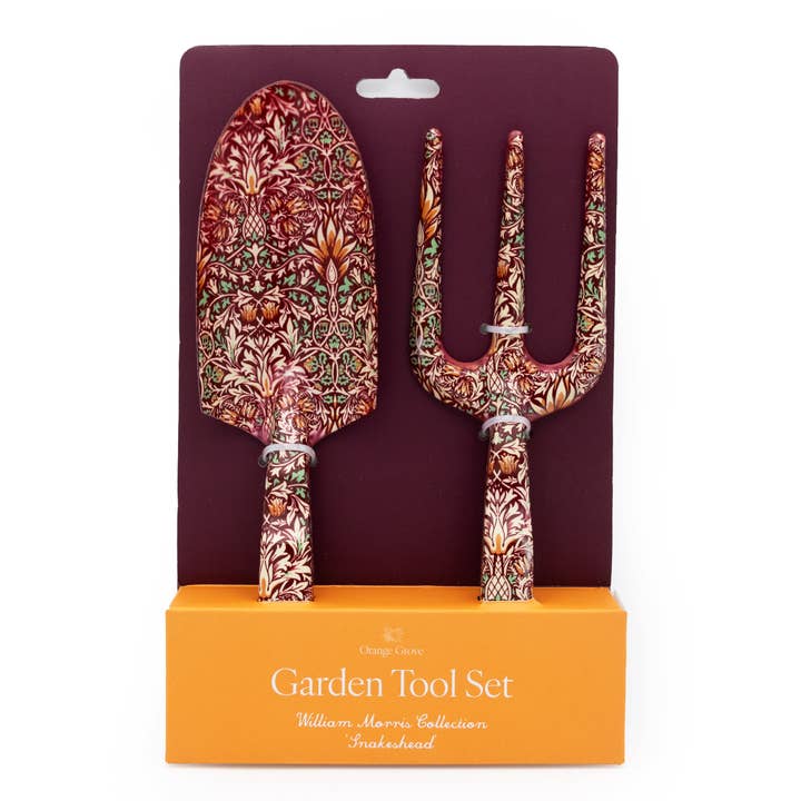 Robert Frederick Ltd - Wholesale Tuingereedschap - 2-delige tuingereedschapset - Orange Grove William Morris Burgundy2