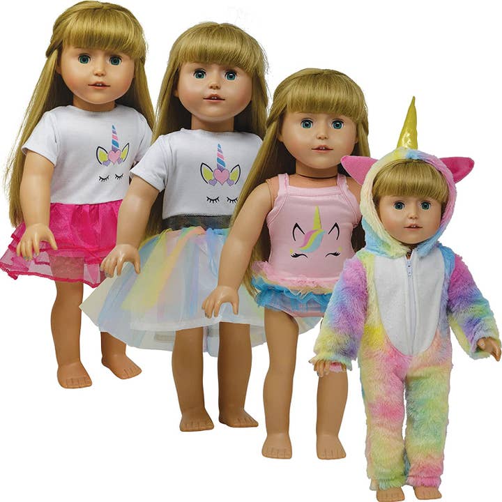 The New York Doll Collection - Wholesale Doll Clothing - Kids - 18 Inch Doll Unicorn Clothes Dresses and Pajamas Outfit Set6