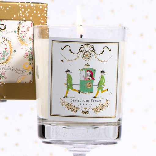 Senteurs De France – Großhandel Kerze im Glas / gefüllte Kerze – Duftkerze mit Orangenblüten-Motiv Marie Antoinette2