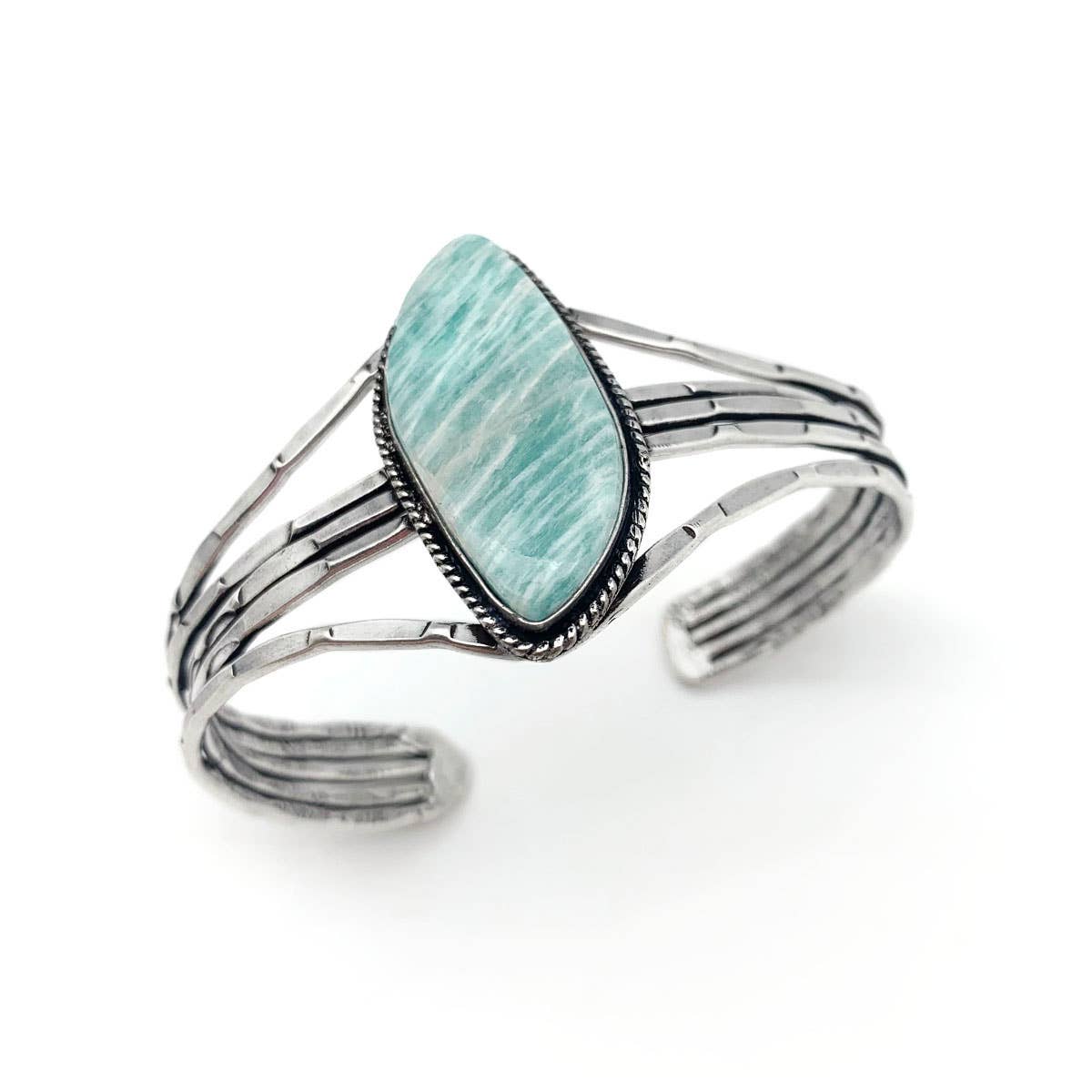 Anju Jewelry - Wholesale Cuff Bracelet - Handcrafted Kashi Semiprecious Stone Cuff - Amazonite1