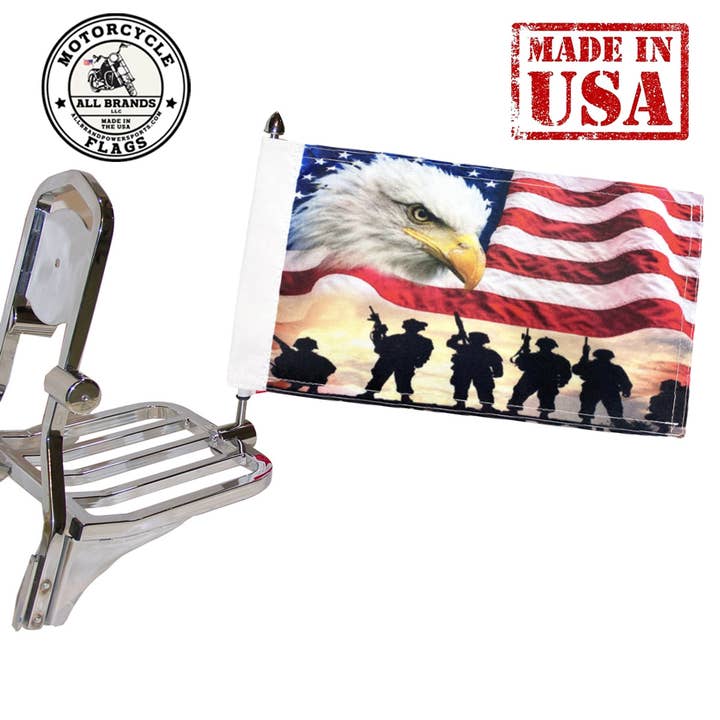 Support Our Troops 6x9 Motorcycle Biker Flag for wholesale by All Brands LLC