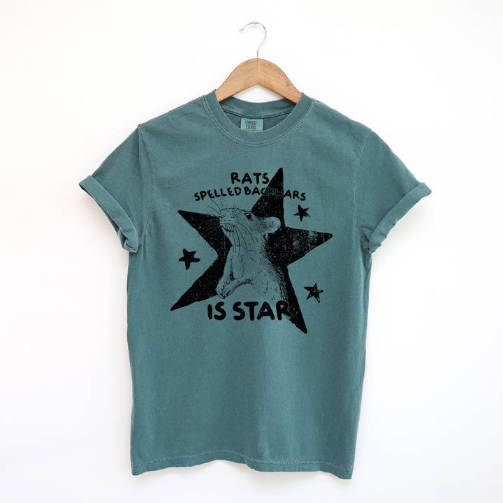 Blue Giraffe Inc - Wholesale Screen Printed T-Shirt - Women's - Rats Spelled Backwards is Star T-Shirt3