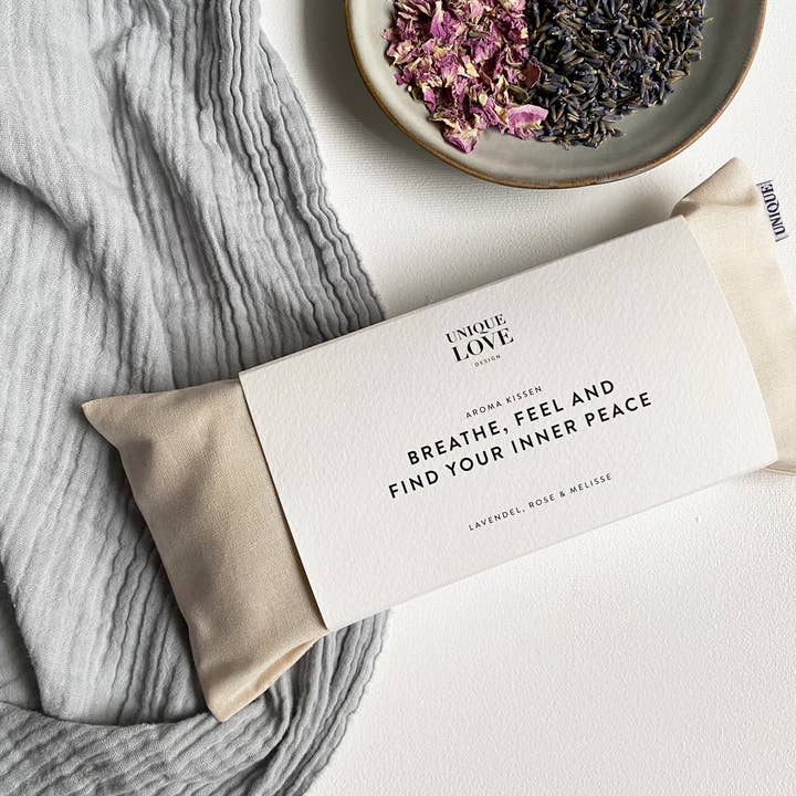 UNIQUE LOVE Design - Wholesale Spa/Therapy Pillow - 'Find Your Inner Peace' Aroma Cushion Natural Cream