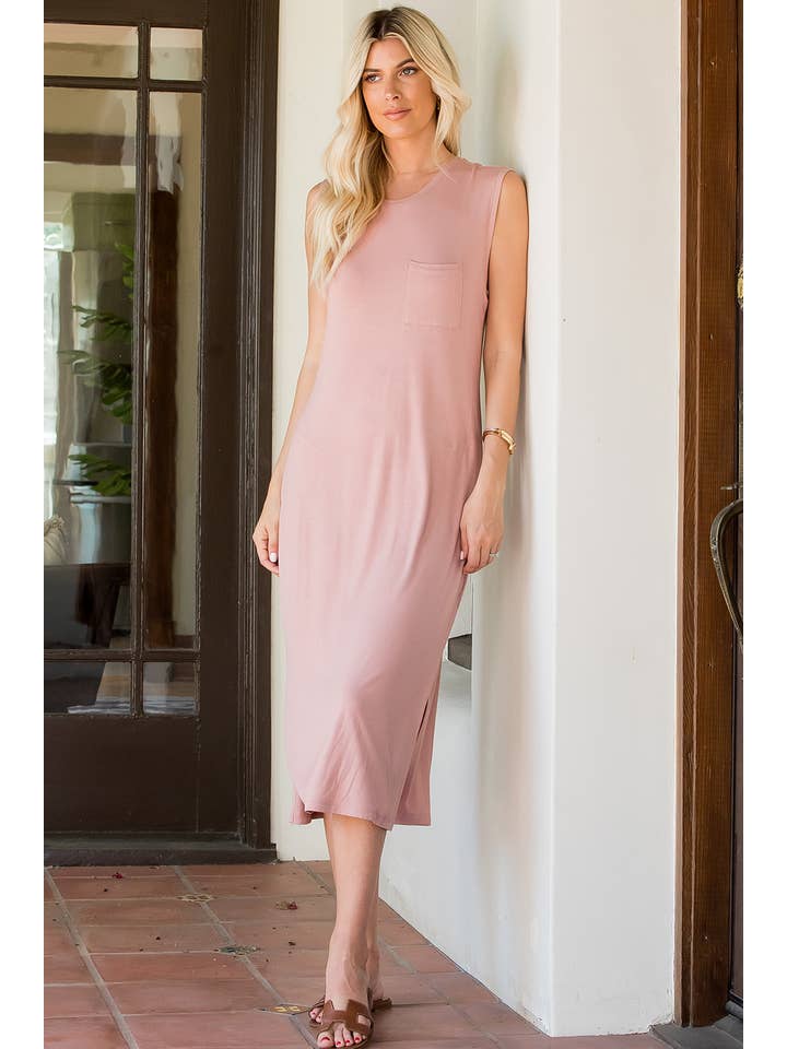 Sweet Lovely by Jen – Vestido - Mulher por atacado – VESTIDO MIDI CASUAL EM MALHA JERSEY COM BOLSO MACIÇO SEM MANGAS21