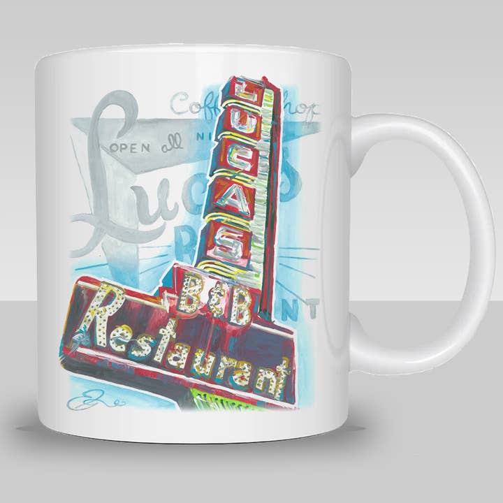 Dallas – Lucas B&B Restaurant Coffee Mug for wholesale by Eric Hanson Artwork