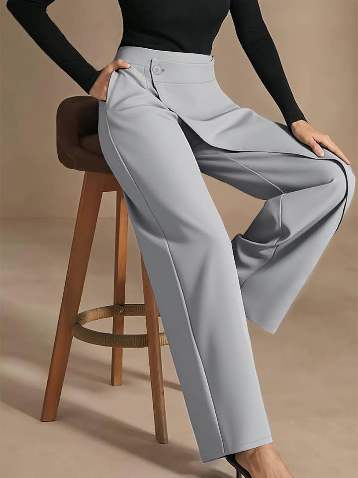 HIDDENBRAND - Wholesale Pants - Women's - High-waisted asymmetrical wide-leg suit pants