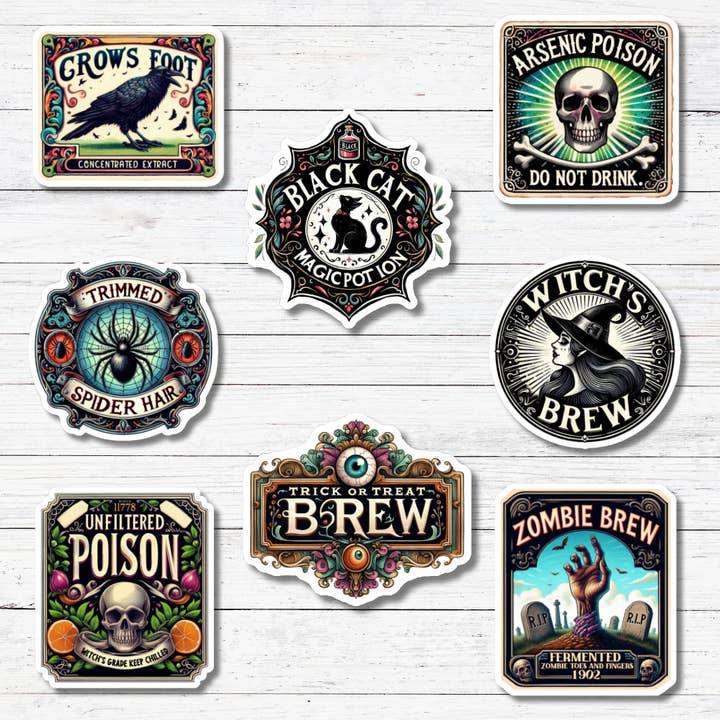 Oily Graphic Creations - Wholesale Sticker - Crows Foot-Halloween Potion Label Stickers/Magnet3