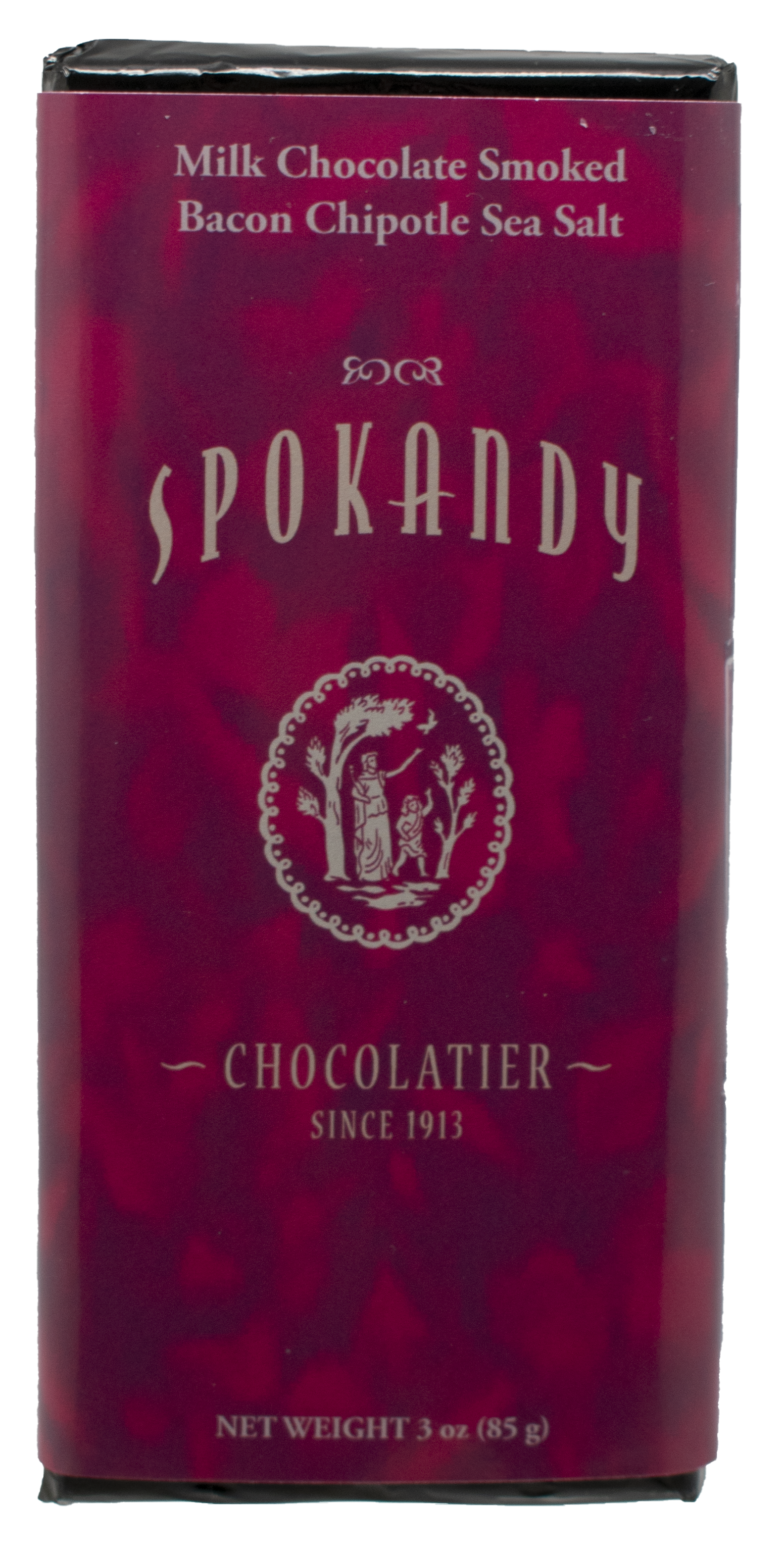 Spokandy Chocolatier - Wholesale Chocolate Bar - 3 oz Smoked Bacon Chipotle Sea Salt Milk Chocolate bar1