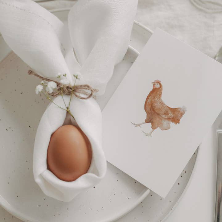 Watercolor Card Hen (PU = 10 pcs) for wholesale by Eulenschnitt