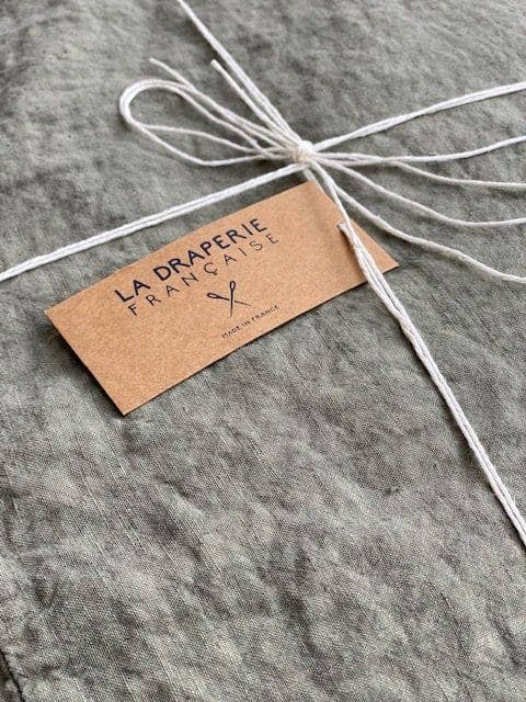Washed linen tablecloth, eucalyptus green for wholesale by la draperie francaise