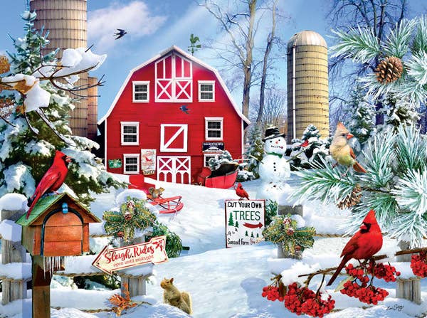 SunsOut - Wholesale Puzzle - Adult - 1382 A Snowy Day on the Farm 1000 pc Puzzle