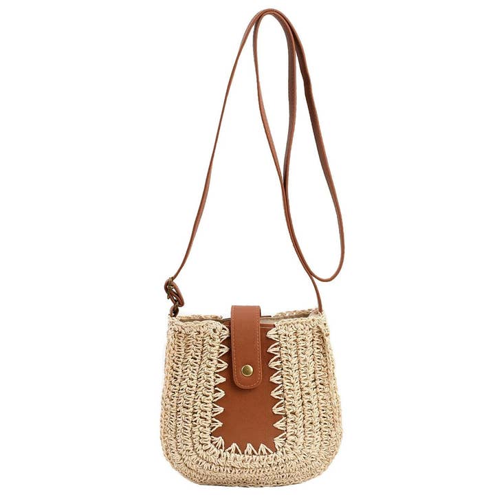 Cap Zone - Wholesale Crossbody Bag - Women's - Crochet Rattan Wicker Crossbody Messenger Bag